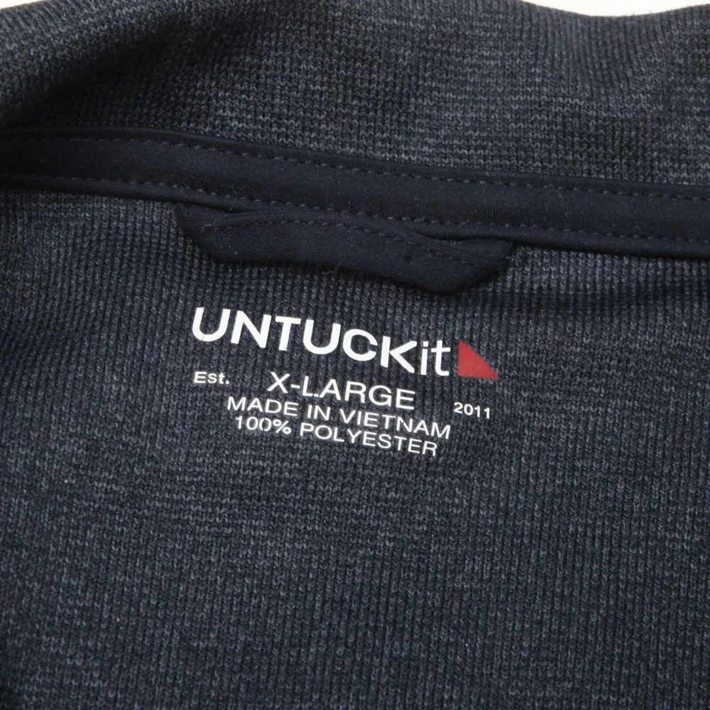 UNTUCKit Tyrus Quarter Zip Pullover Mens XL Navy Quilted Mixed Media 41306